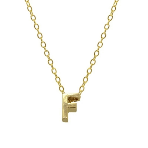 Initial F 18k gold plated initial necklace - Picture 2 of 6